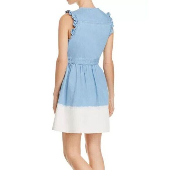 Kate Spade Women’s Sz 4 Blue/White Dip-Dyed Denim Ruffle-Trim Dress - Picture 14 of 14